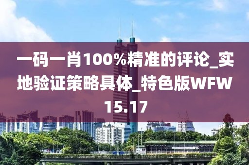 一码一肖100%精准的评论_实地验证策略具体_特色版WFW15.17