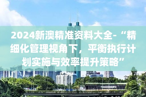 2024新澳精准资料大全-“精细化管理视角下，平衡执行计划实施与效率提升策略”