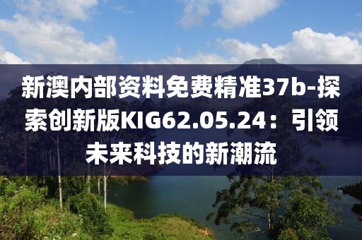 新澳内部资料免费精准37b-探索创新版KIG62.05.24：引领未来科技的新潮流