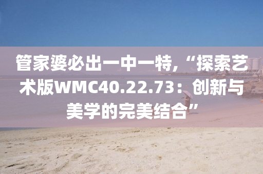 管家婆必出一中一特,“探索艺术版WMC40.22.73：创新与美学的完美结合”
