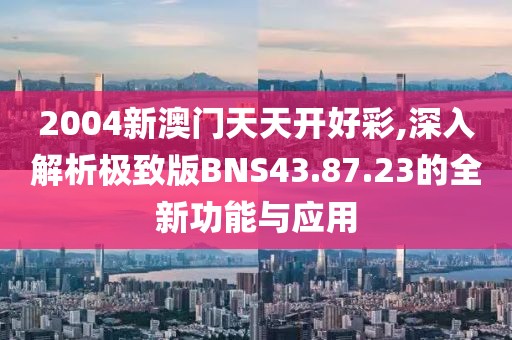 2004新澳门天天开好彩,深入解析极致版BNS43.87.23的全新功能与应用