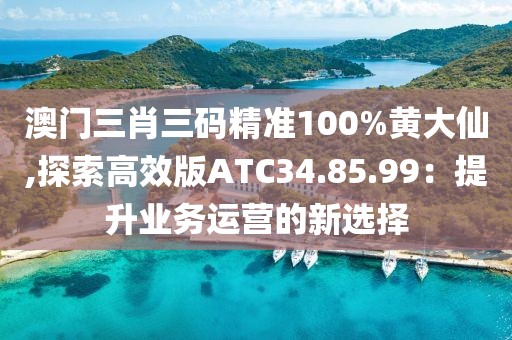澳门三肖三码精准100%黄大仙,探索高效版ATC34.85.99：提升业务运营的新选择