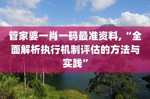 管家婆一肖一码最准资料,“全面解析执行机制评估的方法与实践”