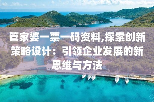 管家婆一票一码资料,探索创新策略设计：引领企业发展的新思维与方法