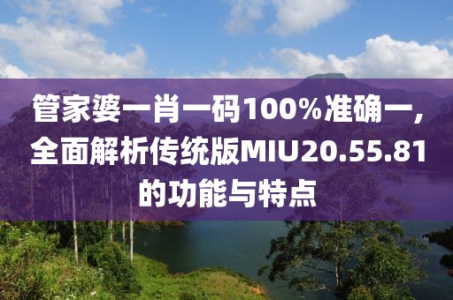 管家婆一肖一码100%准确一,全面解析传统版MIU20.55.81的功能与特点