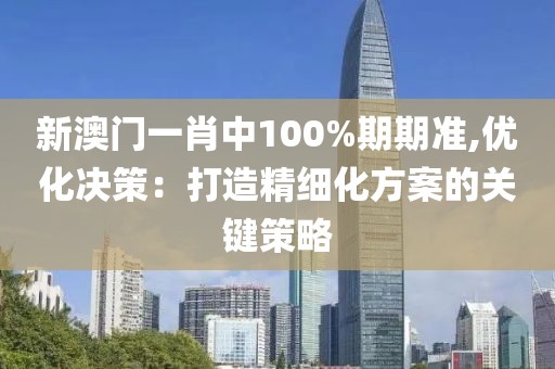 新澳门一肖中100%期期准,优化决策：打造精细化方案的关键策略