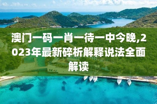 澳门一码一肖一待一中今晚,2023年最新碎析解释说法全面解读