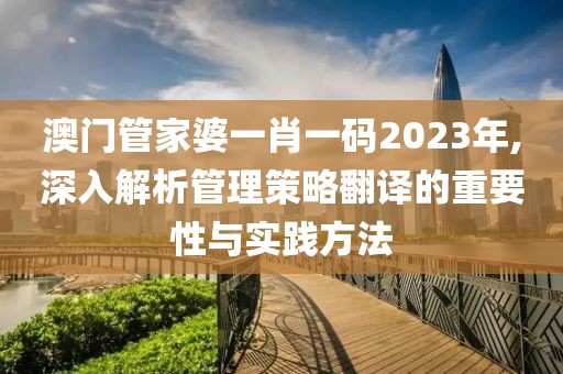 澳门管家婆一肖一码2023年,深入解析管理策略翻译的重要性与实践方法
