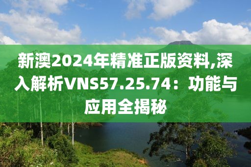 新澳2024年精准正版资料,深入解析VNS57.25.74：功能与应用全揭秘