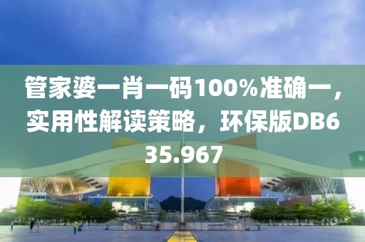 管家婆一肖一码100%准确一，实用性解读策略，环保版DB635.967