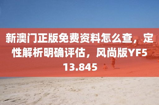 新澳门正版免费资料怎么查，定性解析明确评估，风尚版YF513.845