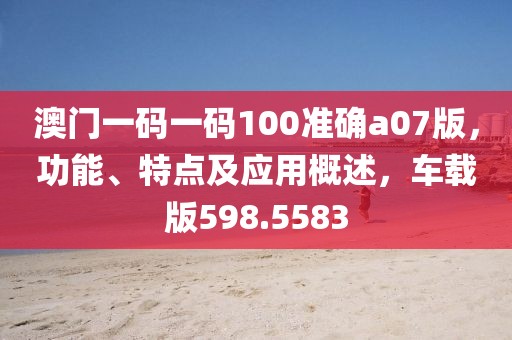 澳门一码一码100准确a07版，功能、特点及应用概述，车载版598.5583