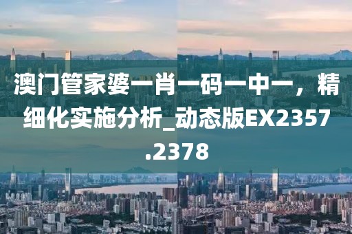 澳门管家婆一肖一码一中一，精细化实施分析_动态版EX2357.2378