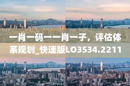 一肖一码一一肖一子，评估体系规划_快速版LO3534.2211