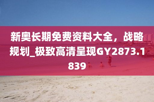 新奥长期免费资料大全，战略规划_极致高清呈现GY2873.1839