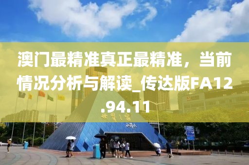 澳门最精准真正最精准，当前情况分析与解读_传达版FA12.94.11