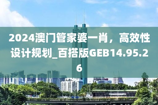 2024澳门管家婆一肖，高效性设计规划_百搭版GEB14.95.26