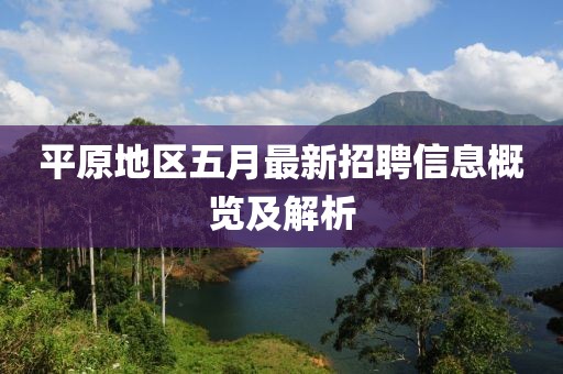 平原地区五月最新招聘信息概览及解析