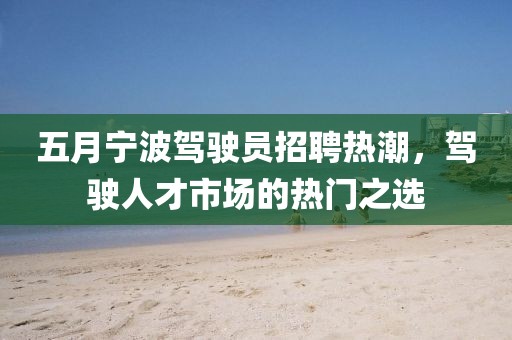 五月宁波驾驶员招聘热潮，驾驶人才市场的热门之选