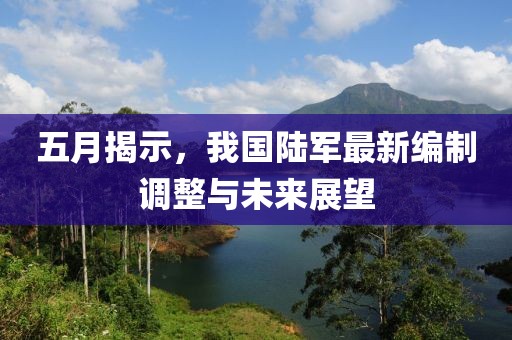 五月揭示，我国陆军最新编制调整与未来展望