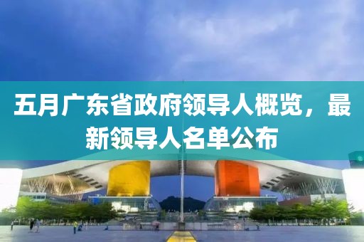 五月广东省政府领导人概览，最新领导人名单公布